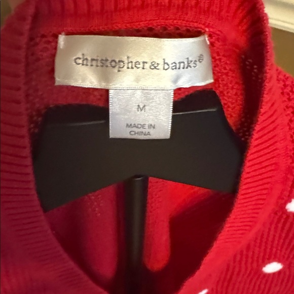 Christopher & Banks Red Cardigan with White Dots - Picture 2 of 4